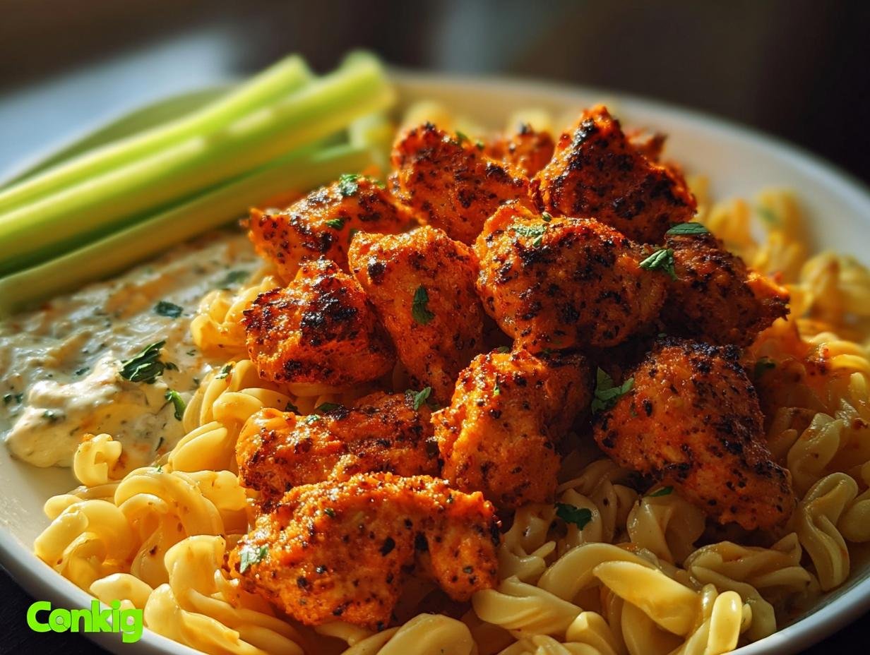 Buffalo Garlic Chicken Bites: 25 Min Feast - Buffalo Garlic Chicken Bites - additional detail