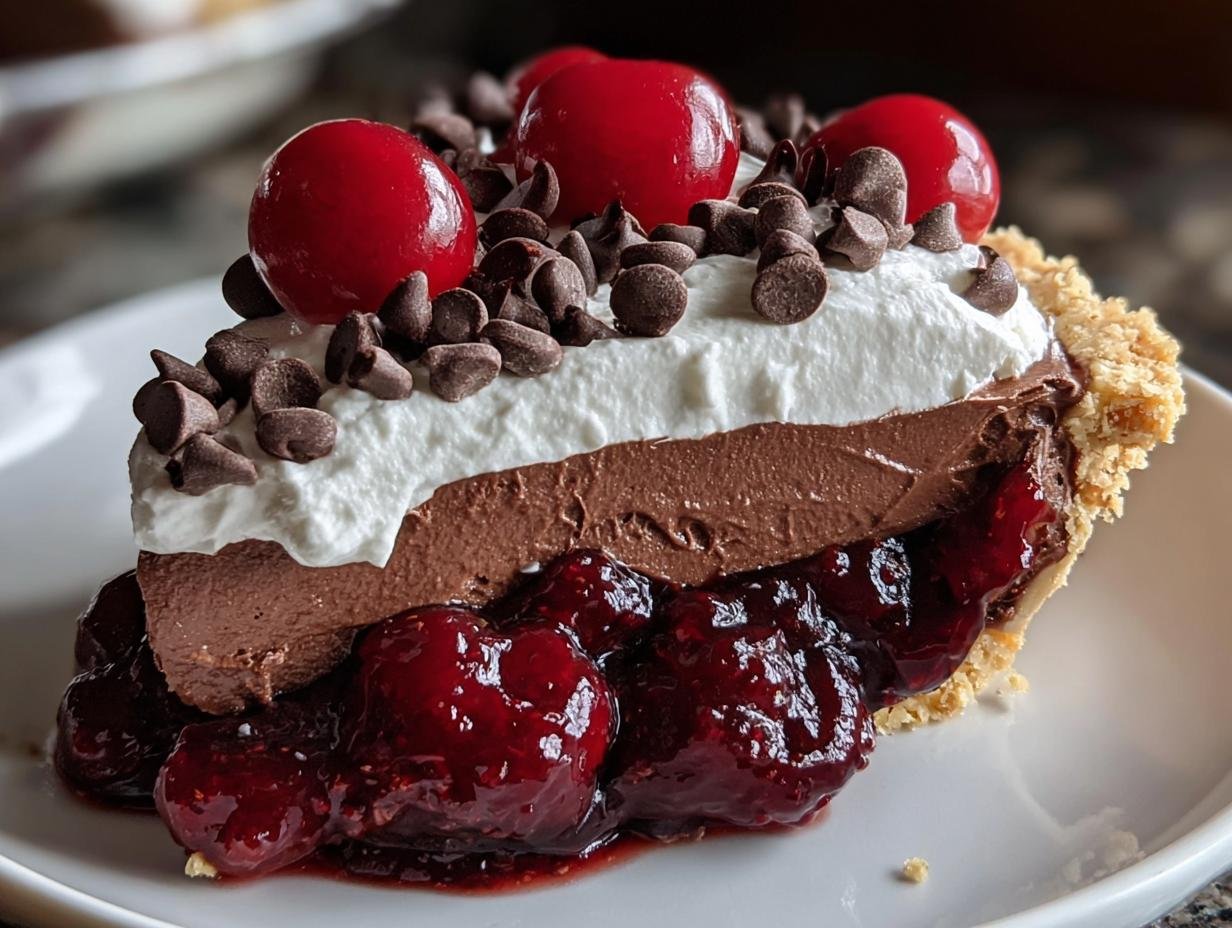 Chocolate Cherry Cream Pie: 1 Heavenly Bite - Chocolate Cherry Cream Pie - additional detail