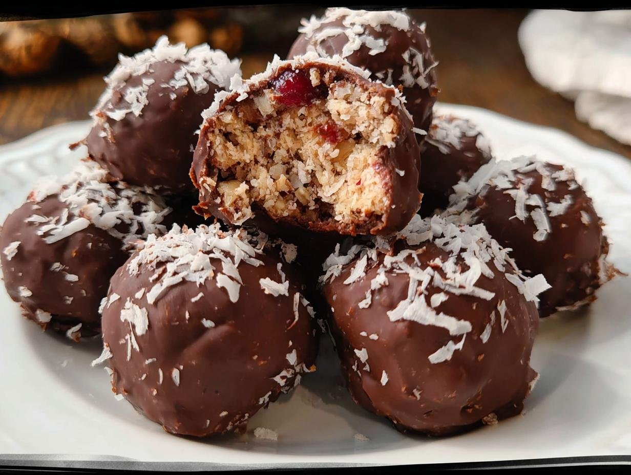 Chocolate Coconut Cherry Balls: 1 Amazing Treat - Chocolate Coconut Cherry Balls - main visual representation