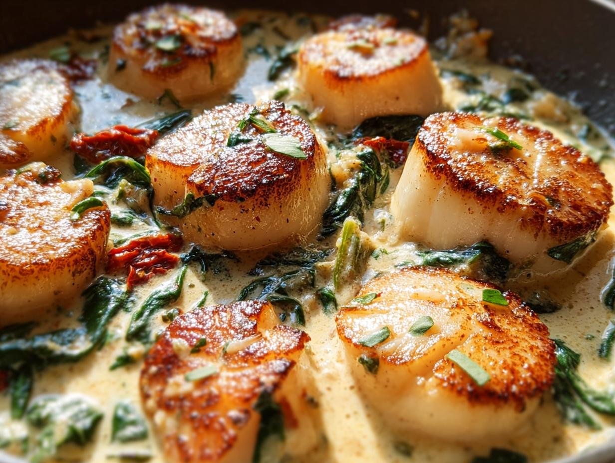 Creamy Tuscan Scallops: Easy 30-Min Dinner - Creamy Tuscan Scallops - additional detail
