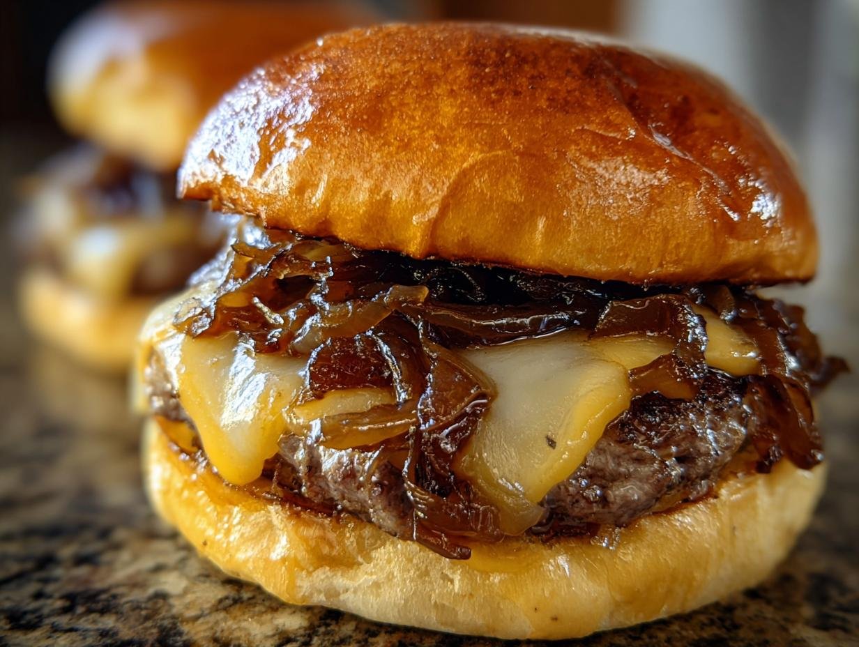 French Onion Soup Burgers: 45 Min Flavor Bomb - French Onion Soup Burgers - additional detail