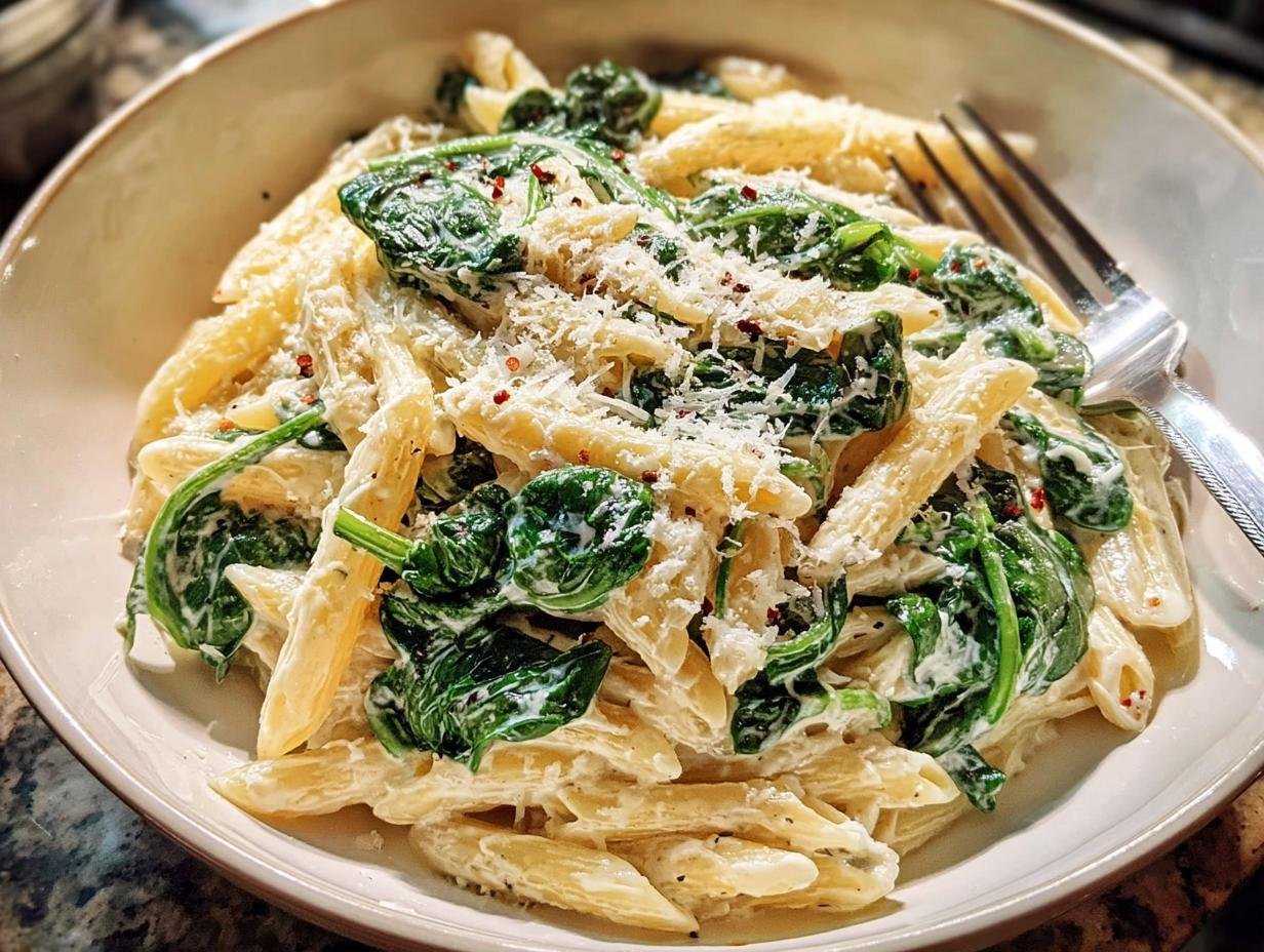 Pasta Spinach: 7 Minute Creamy Dinner - Pasta Spinach - additional detail