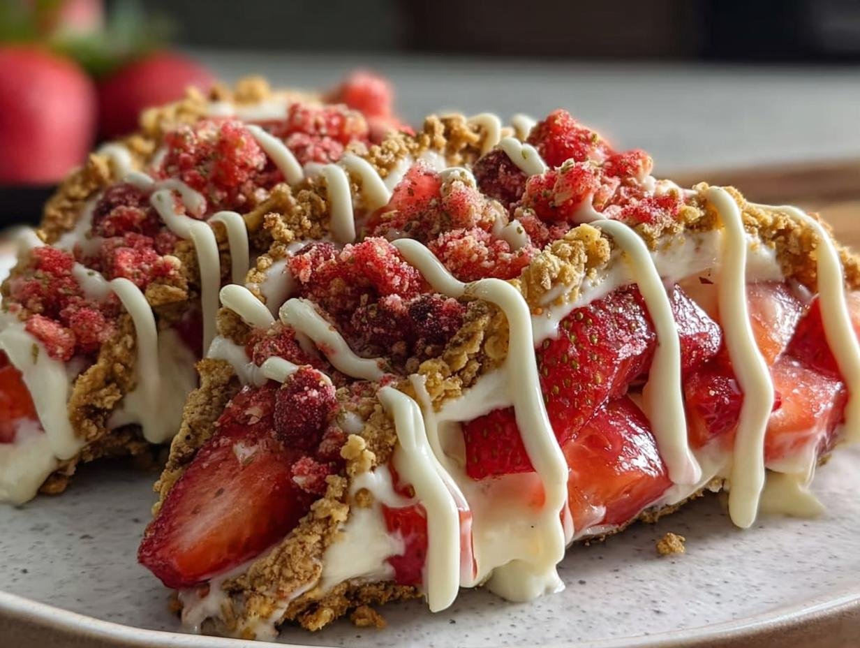 Strawberry Crunch Cheesecake Tacos: Magical 5-min Dessert - Strawberry Crunch Cheesecake Tacos - additional detail