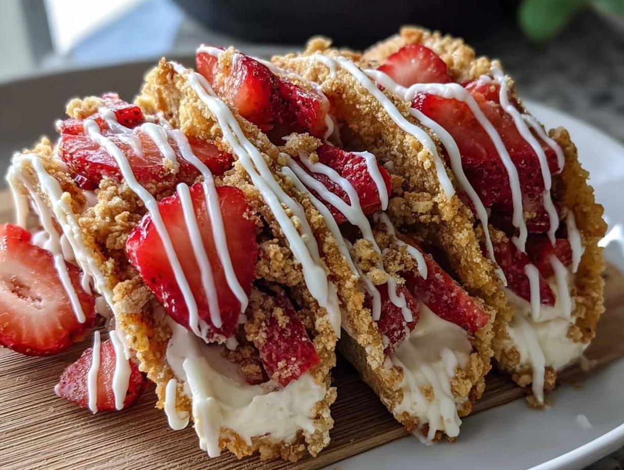 Strawberry Crunch Cheesecake Tacos