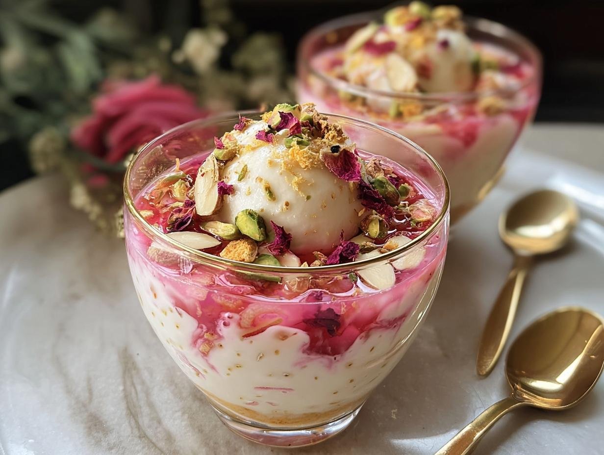 Rose Rasmalai Falooda: 1 Dreamy Dessert - Rose Rasmalai Falooda - additional detail