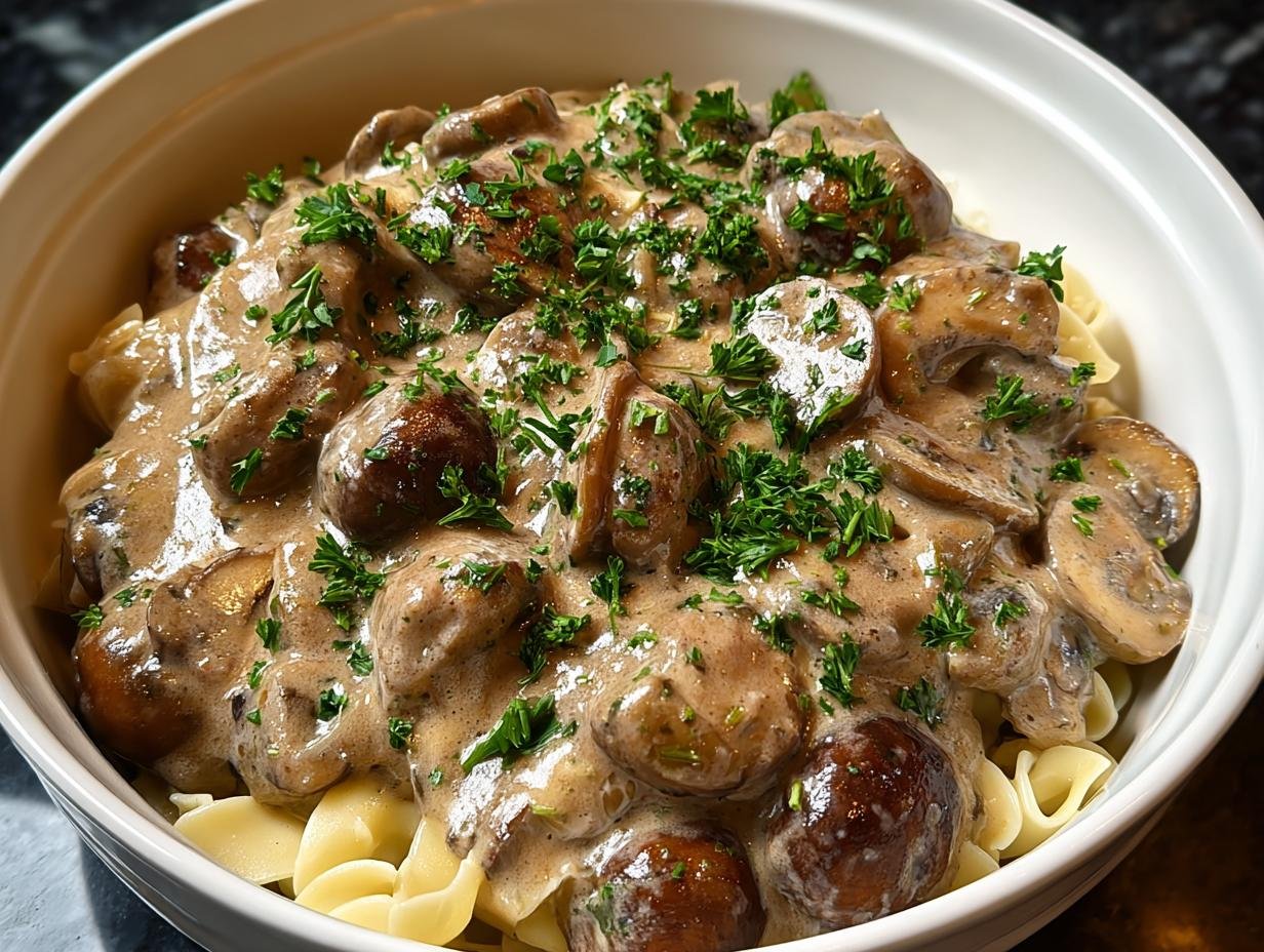 Slow Cooker Mushroom Stroganoff