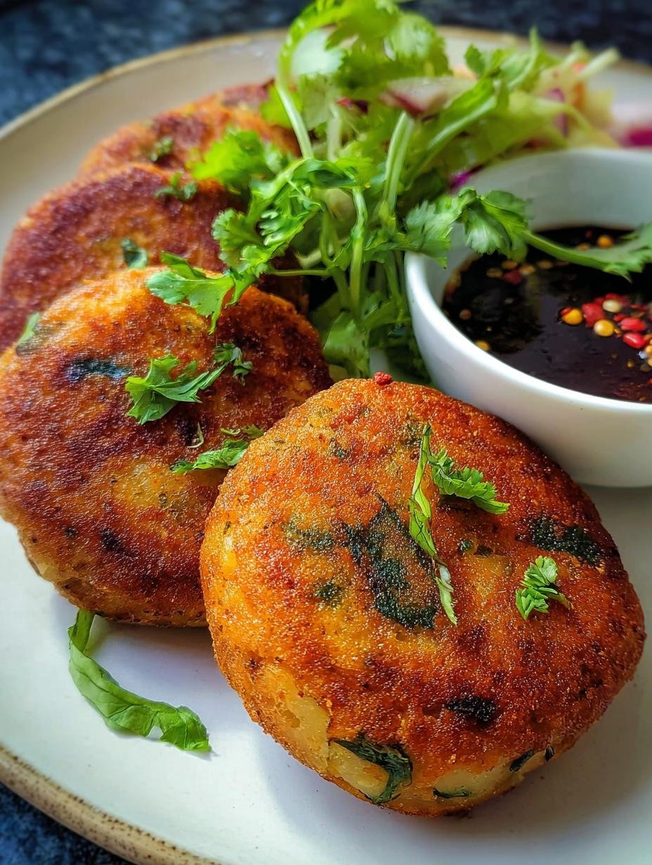 Irresistible Aloo Tikki patties frying to a golden crisp in a pan, showcasing the secret to crispy perfection.