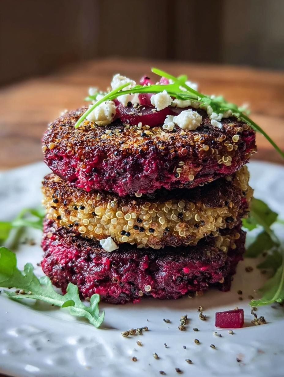 Divine Beet Goat Cheese Quinoa: 4 Healthy Patties - serving suggestion of beet goat cheese quinoa patties with a fresh salad