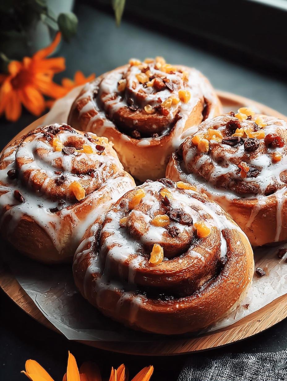 Close-up of a single Creepy Crawly Cinnamon Roll with white icing and colorful gummy worms, ready to be eaten