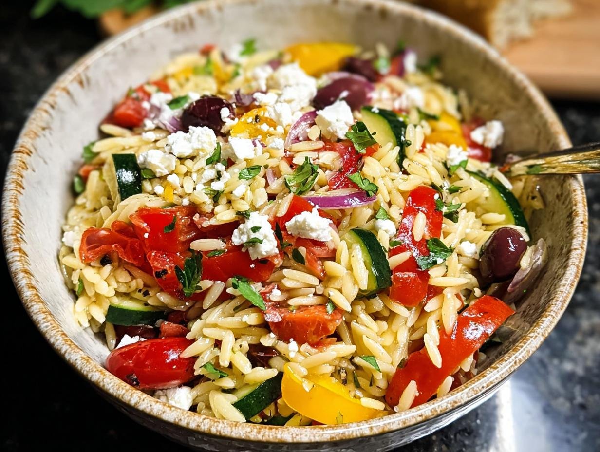Easy Greek Orzo Salad: Delicious Summer Dish - Greek Orzo Salad - additional detail