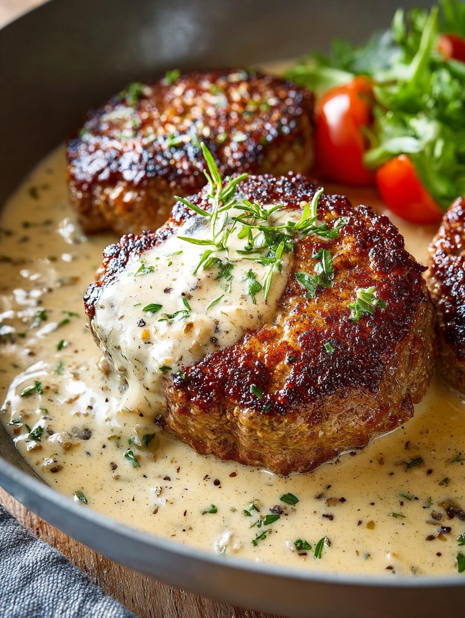 Irresistible Hamburger Cream Steaks Cozy served with creamy sauce