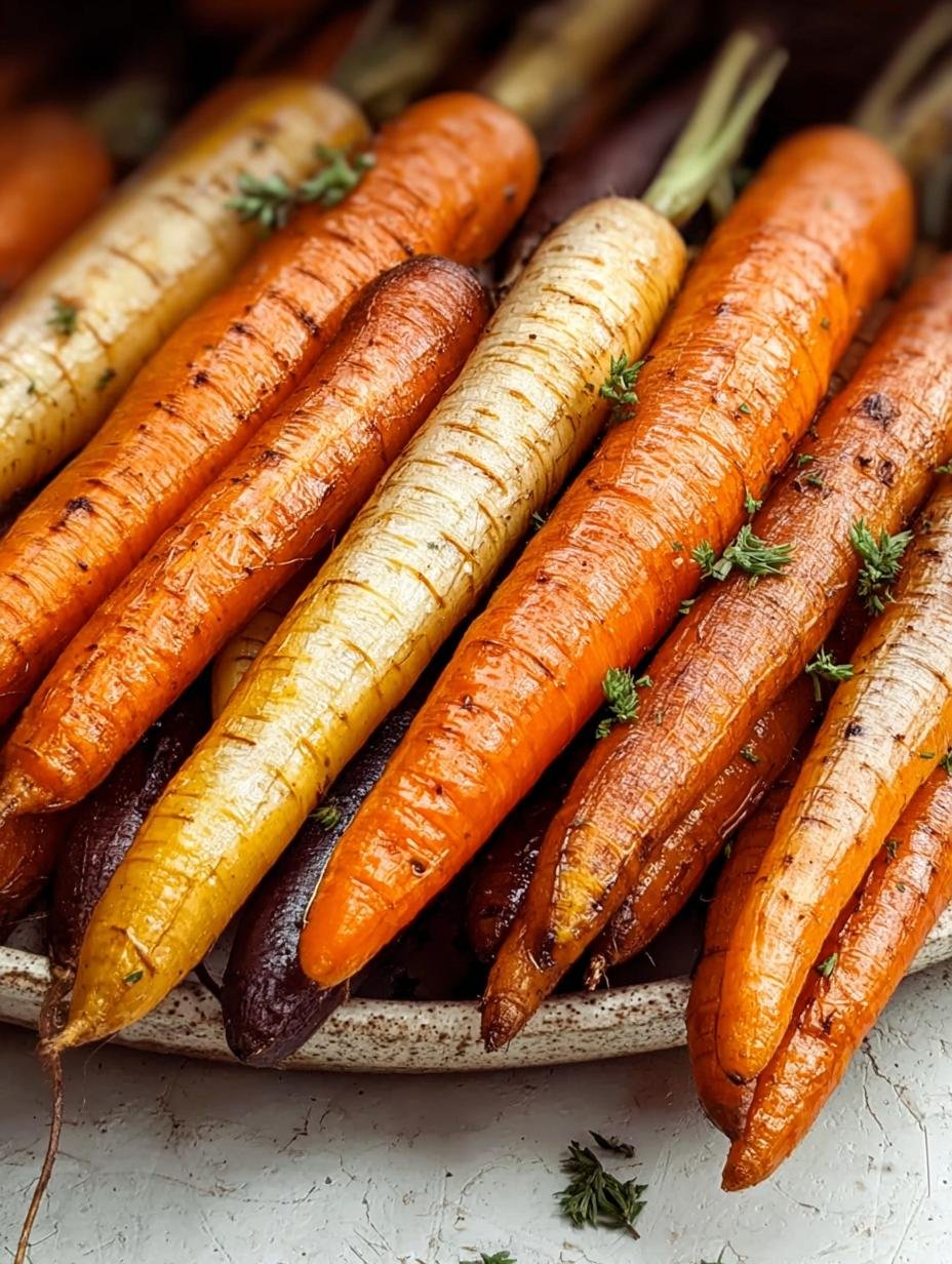 Deliciously glazed Honey Roasted Carrots in a serving dish, ready to eat, showcasing their sweet and savory appeal