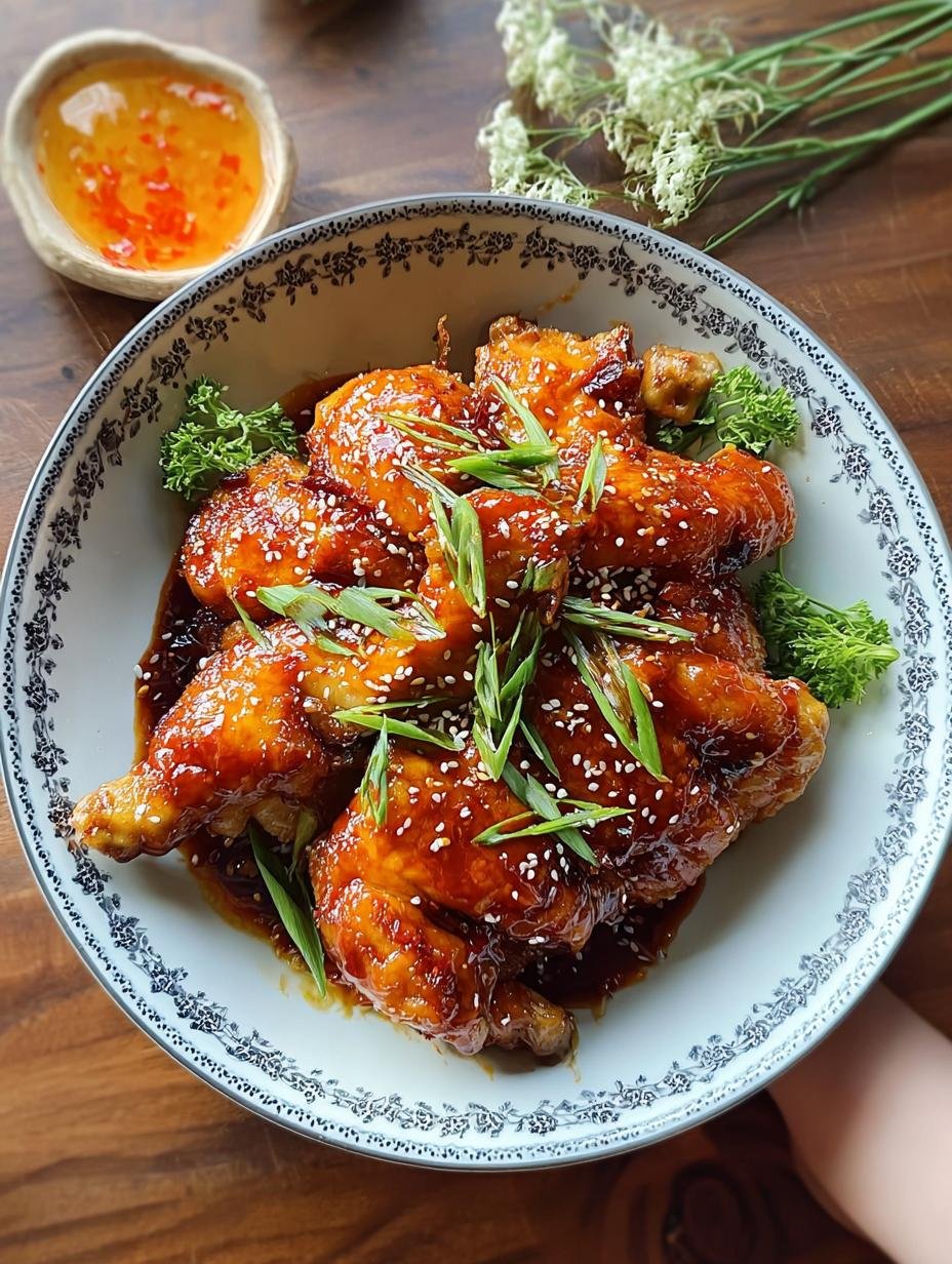 Close-up of succulent Korean Gochujang Chicken, showing its rich glaze and tender meat, garnished with fresh herbs.