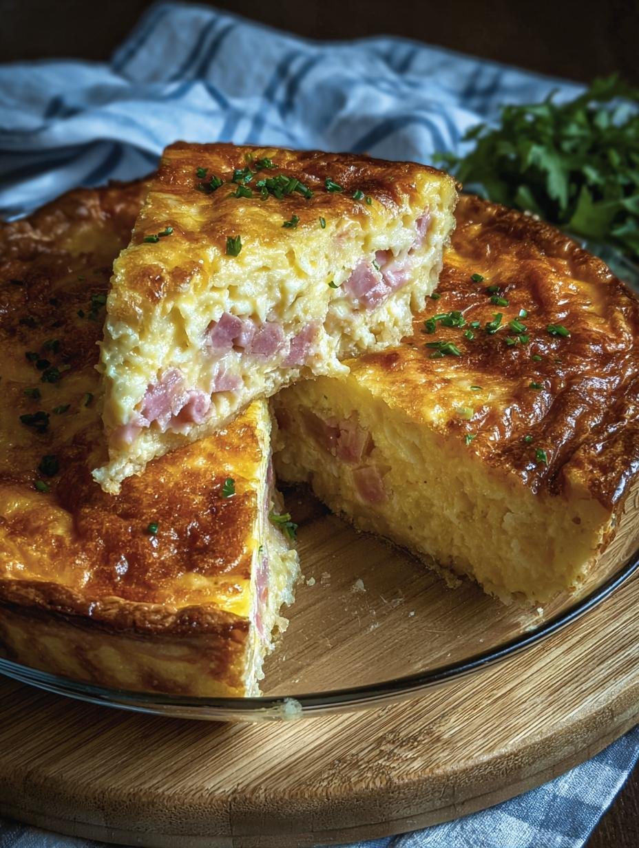 Delicious Magic Impossible Ham Swiss fresh from the oven, golden brown and bubbly, ready to be served for an amazing dinner fix.