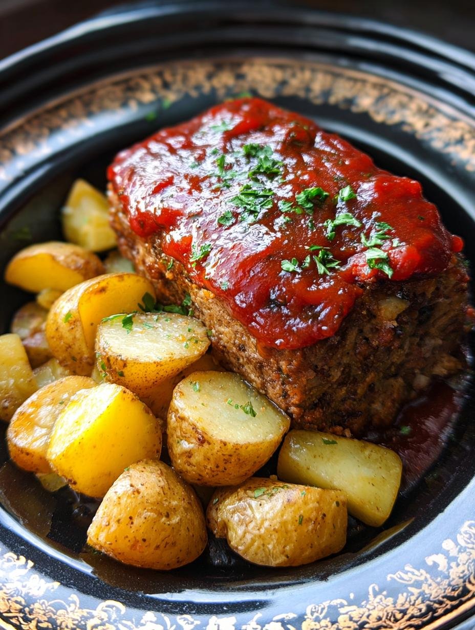 Slow Cooker Meatloaf Potatoes