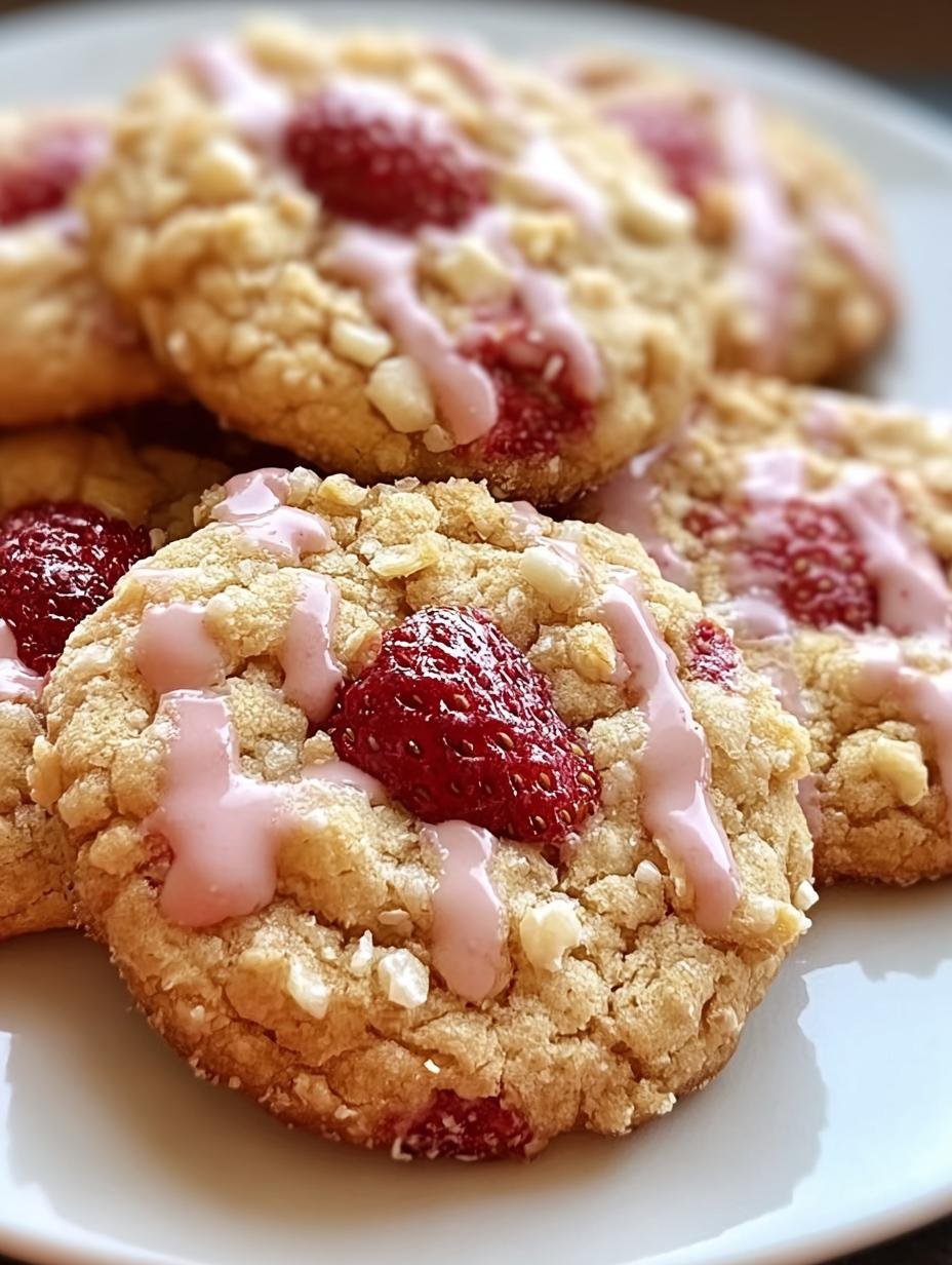 Amazing Strawberry Crunch Cookies: 1 Biting Secret - close-up of a single Strawberry Crunch Cookie with a bite taken out
