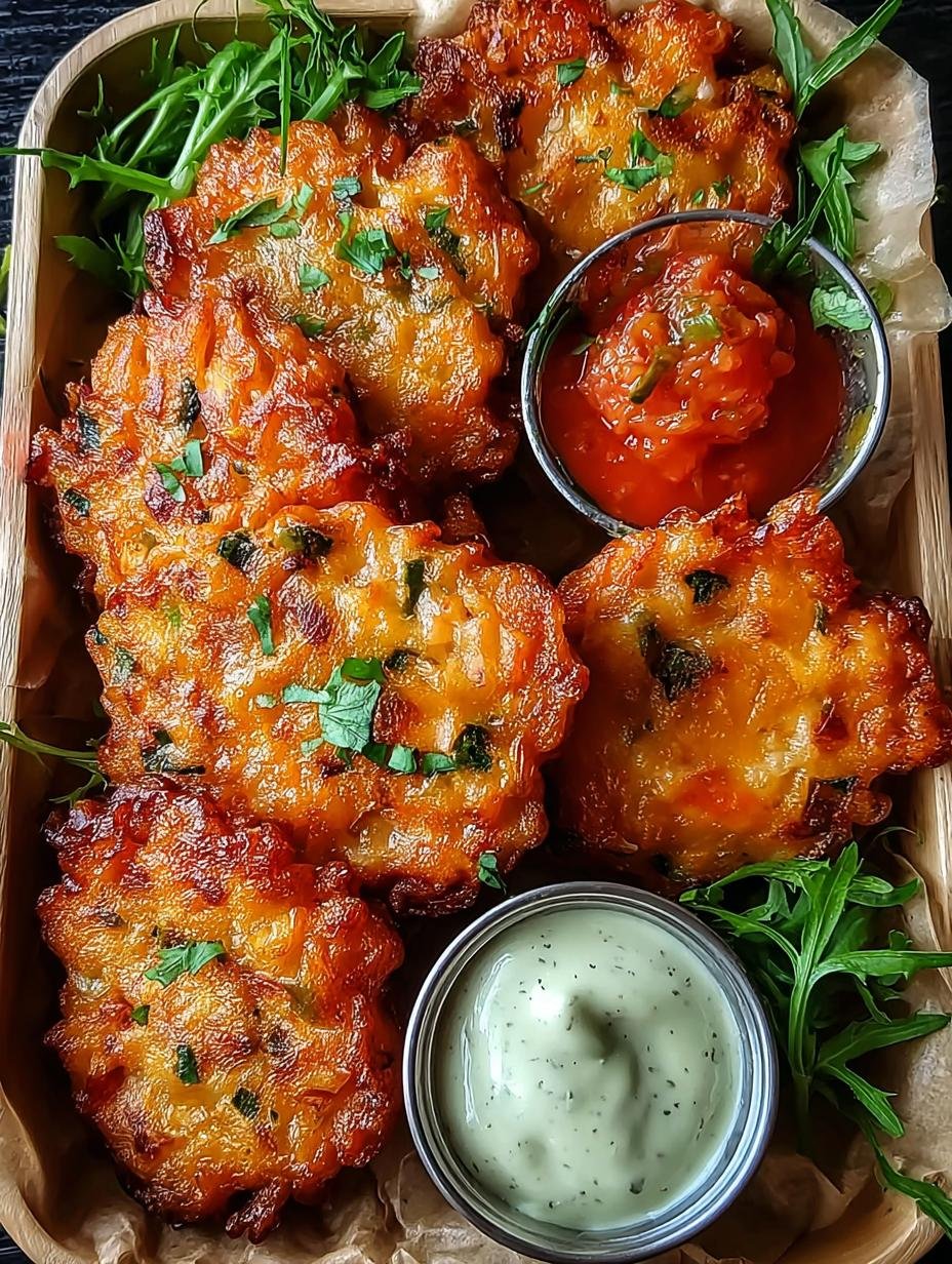 Crispy golden brown Tomato Fritters on a white plate with fresh herbs, ready to be served