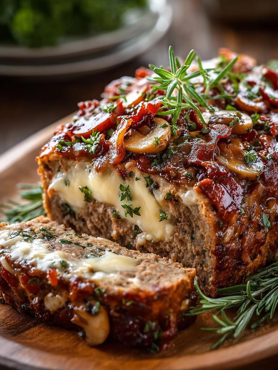 Bacon Mushroom Swiss Meatloaf