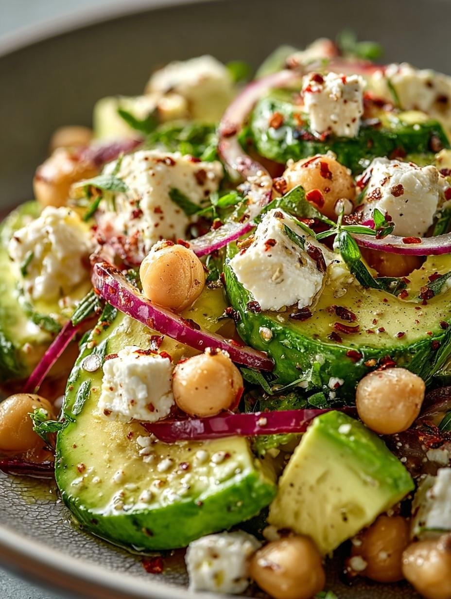 Chickpea Feta Avocado Salad
