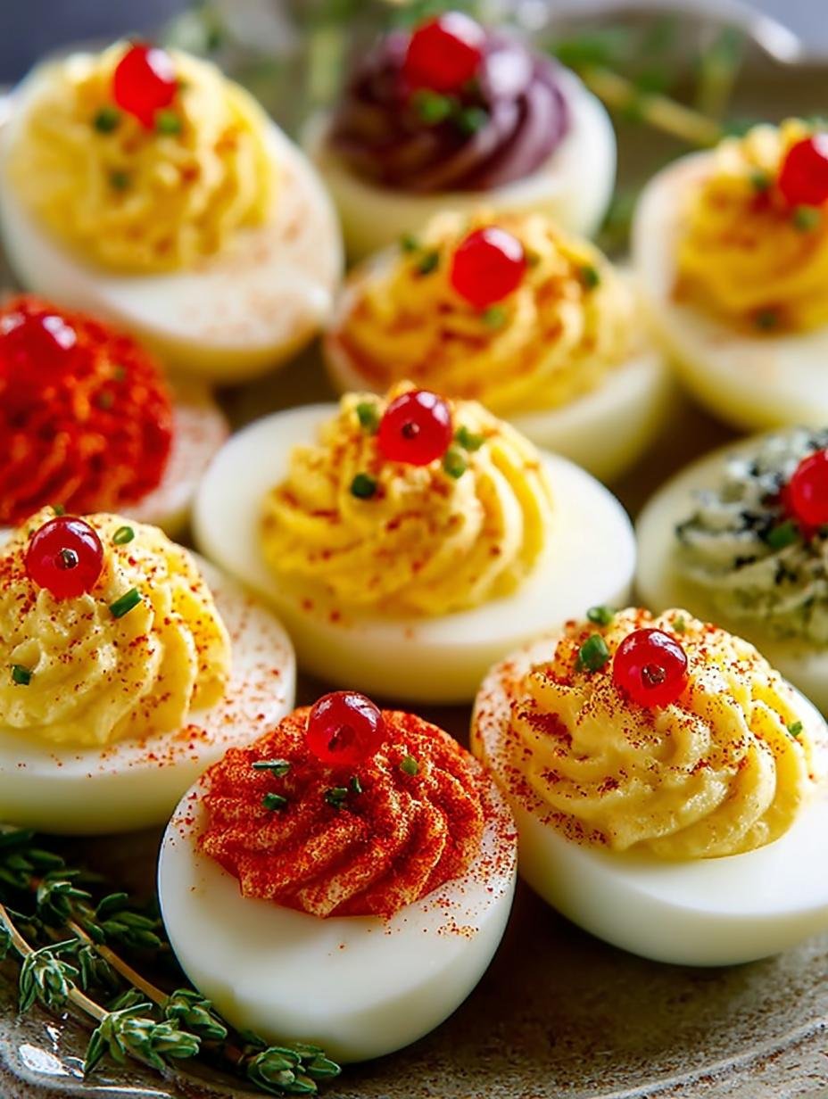 Delicious Christmas Deviled Eggs with a Pomegranate Twist - Christmas Deviled Eggs - main visual representation