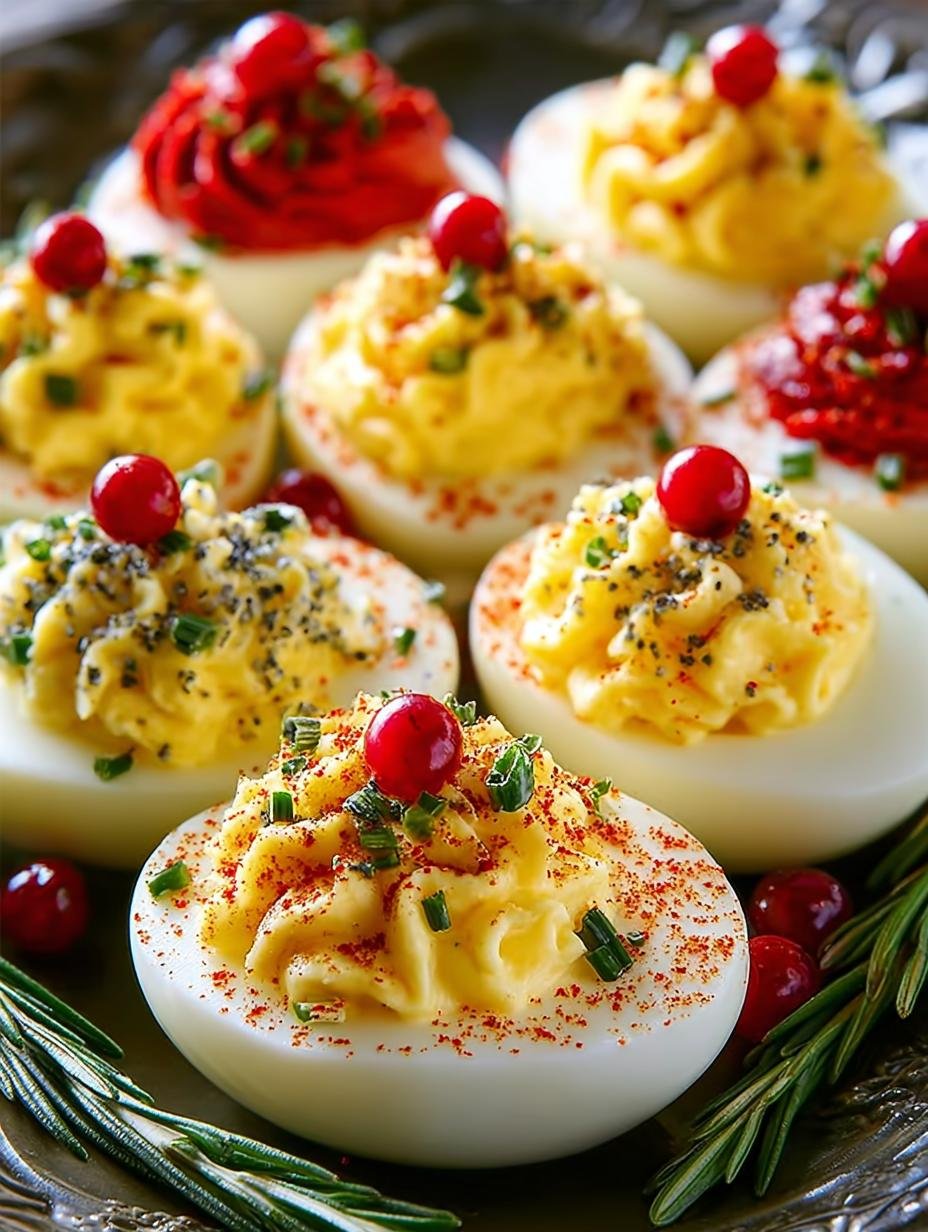 Delicious Christmas Deviled Eggs with a Pomegranate Twist - Christmas Deviled Eggs - additional detail