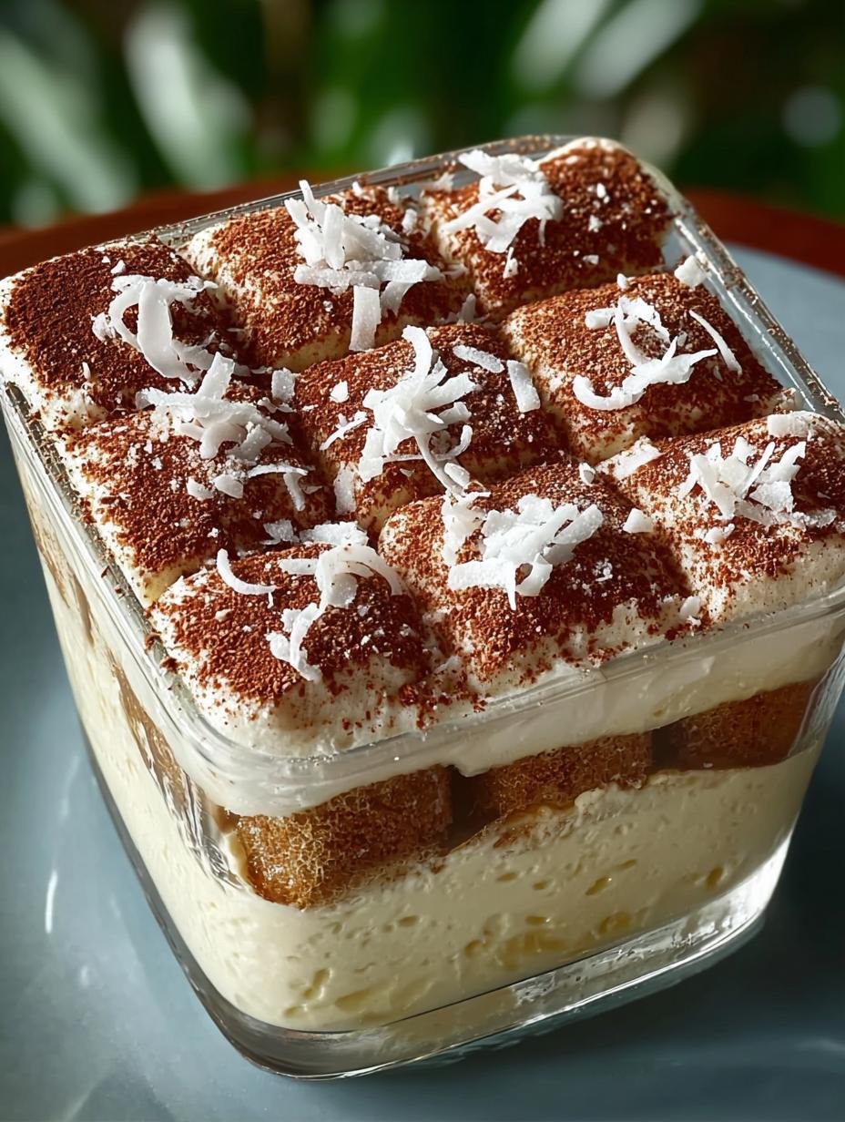 Coconut Rum Coquito Tiramisu: A Creamy Tropical Delight - Coconut Rum Coquito Tiramisu - main visual representation