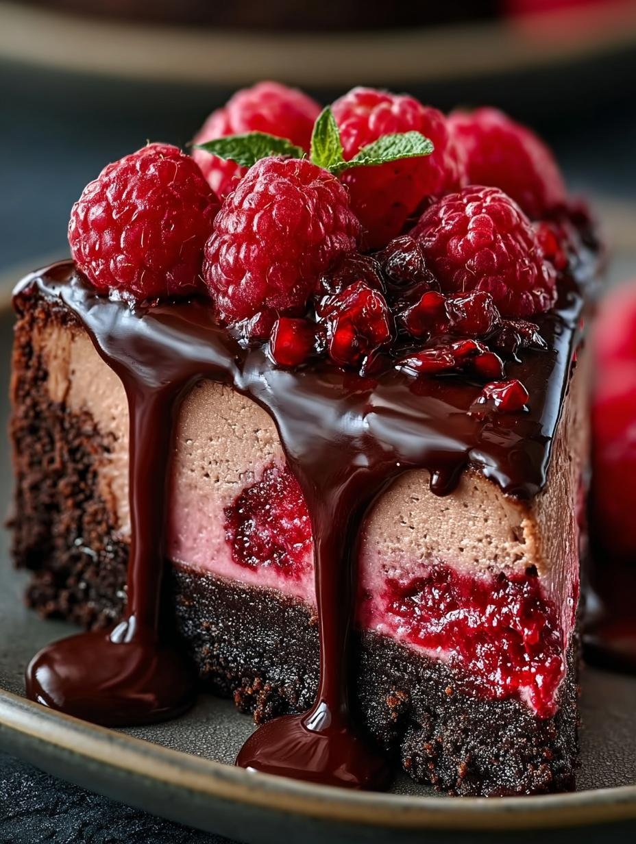Dark Chocolate Raspberry Cheesecake