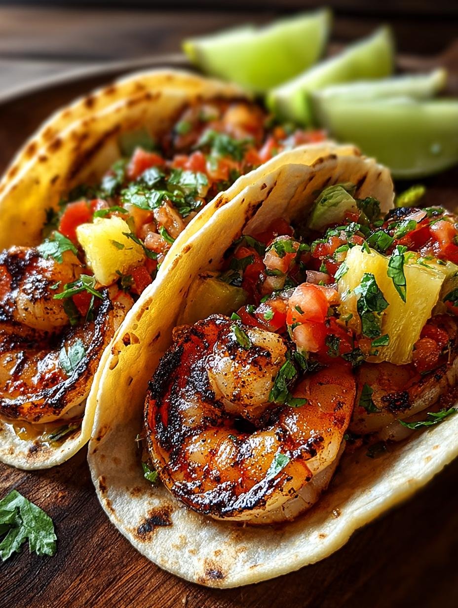 Jerk Shrimp Tacos with Fresh Pineapple Salsa Delight - Jerk Shrimp Tacos with - additional detail