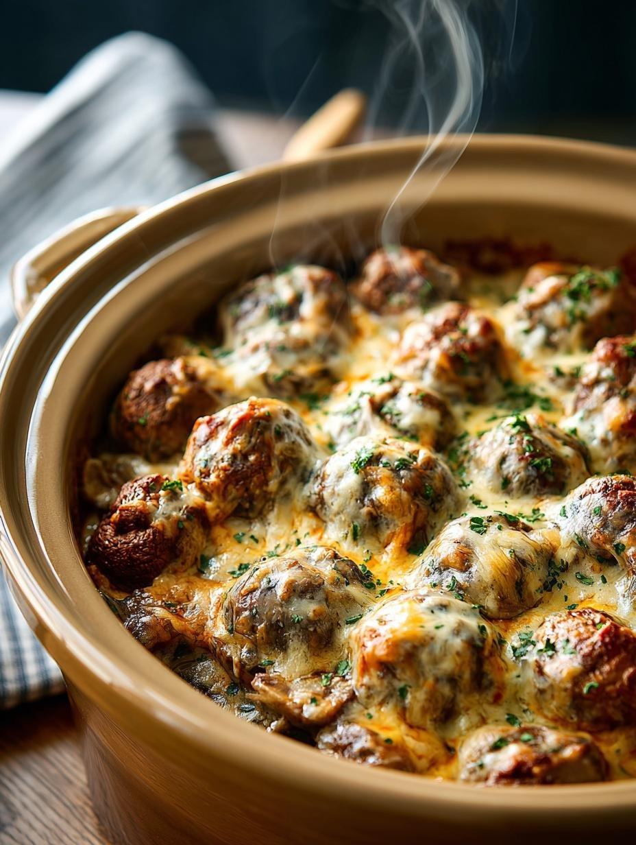 Slow Cooker Cheesy Mushroom Meatballs: 5 Irresistible Ways - Slow Cooker Cheesy Mushroom - main visual representation