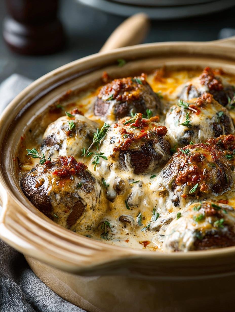 Slow Cooker Cheesy Mushroom