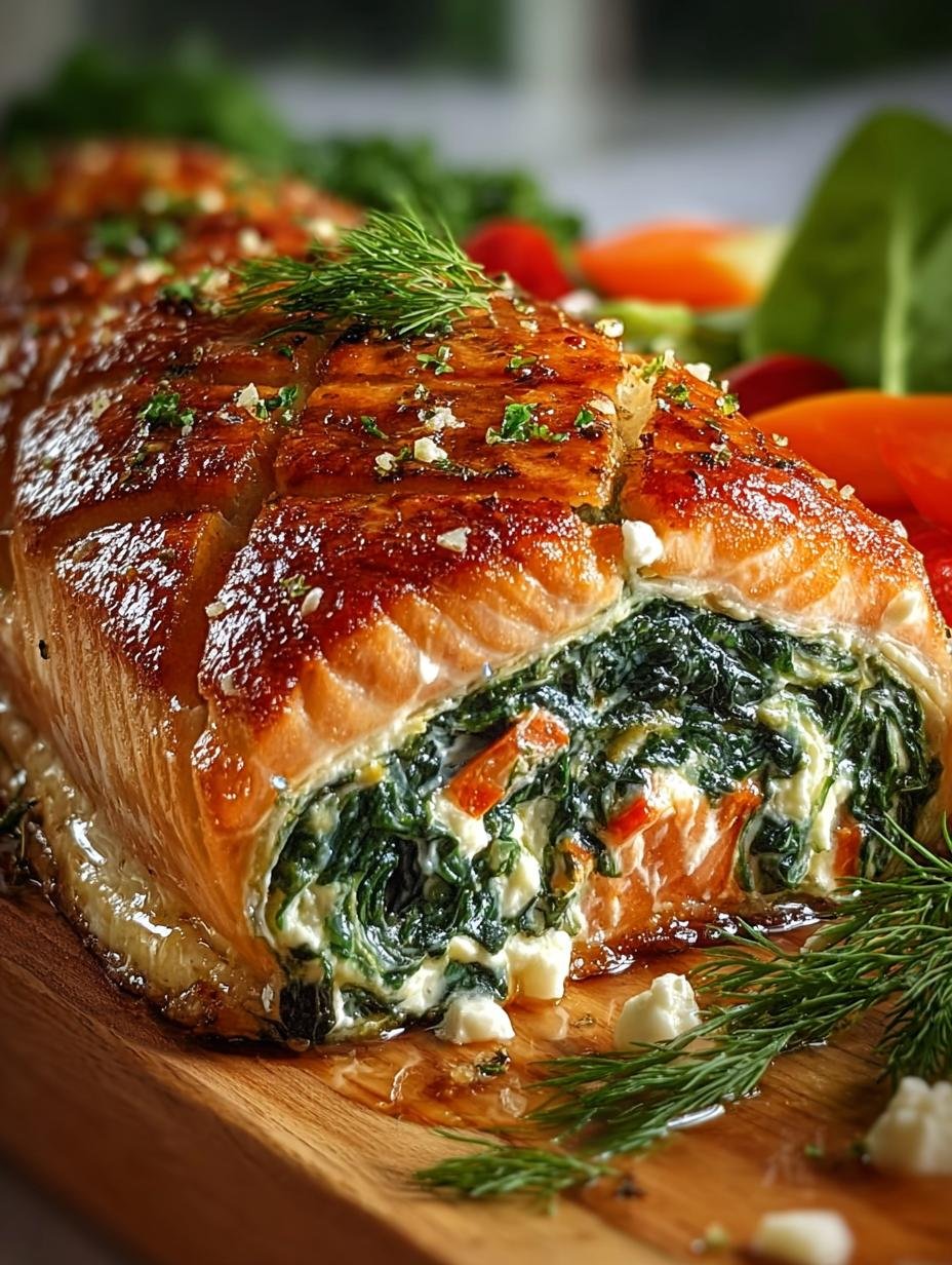 Spinach Cheese Stuffed Salmon