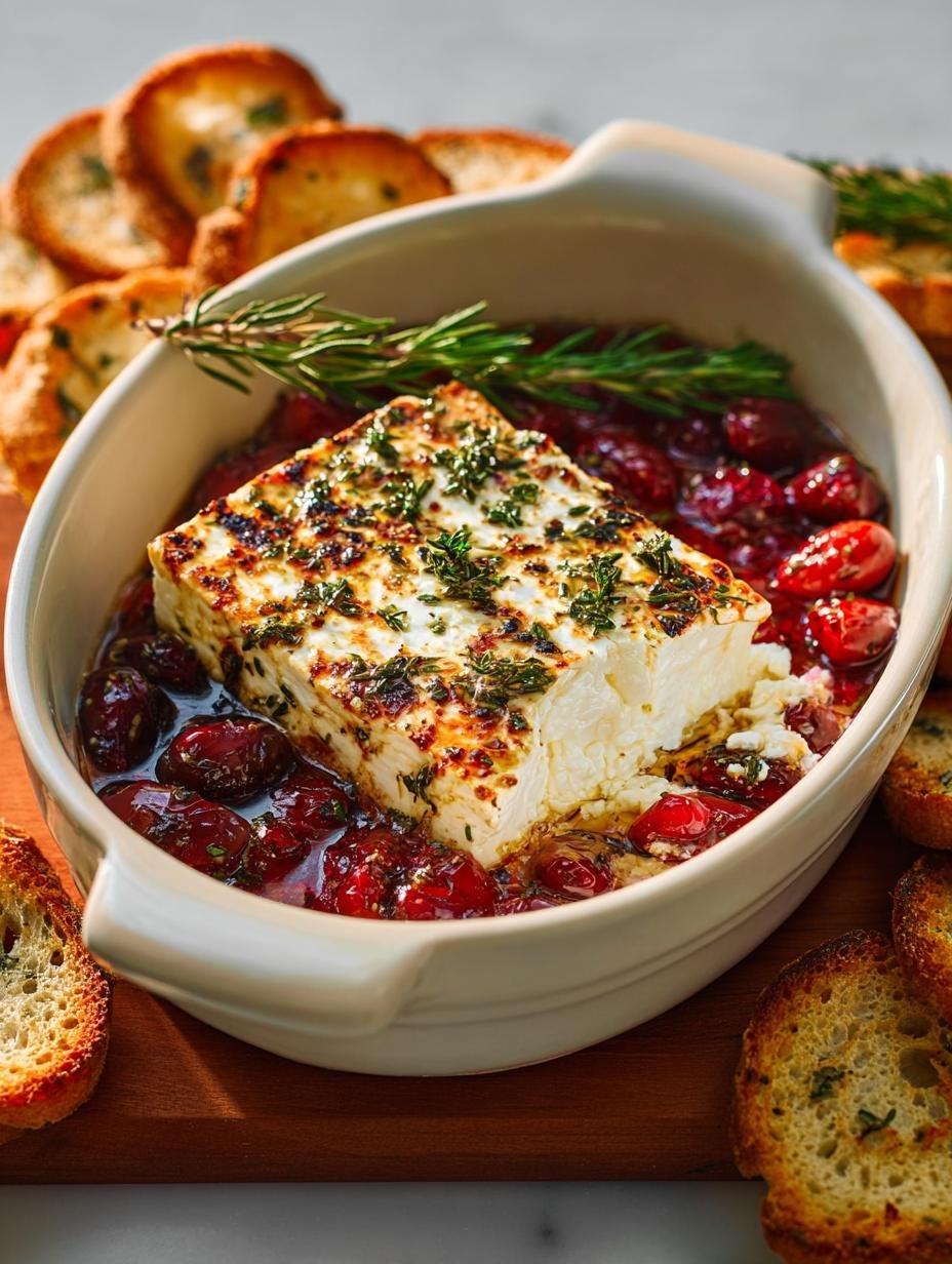 Indulgent Baked Feta Cheese Dip with Cranberries - Baked Feta Cheese Dip - additional detail