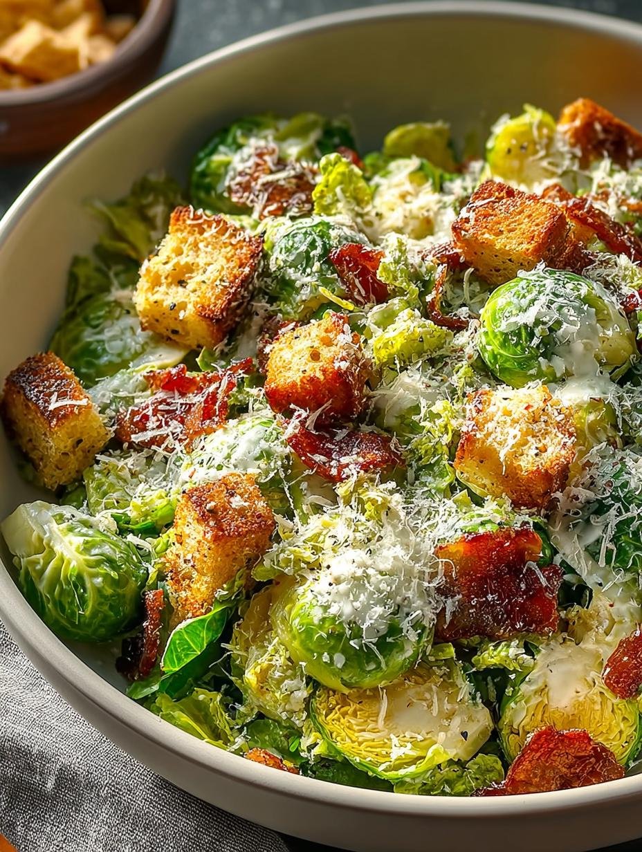 Crispy Brussels Sprouts Caesar Salad for Flavorful Change - Brussels Sprouts Caesar Salad - additional detail