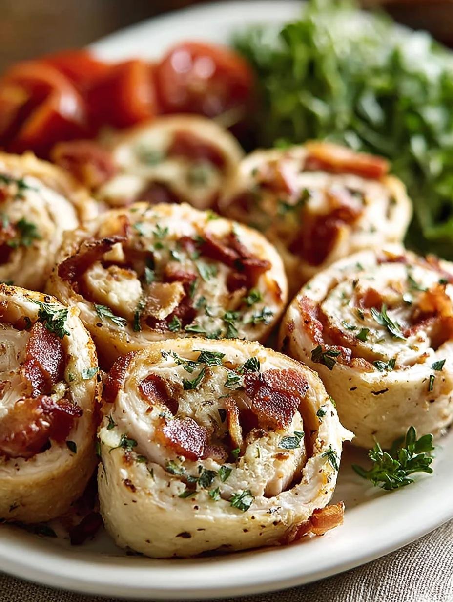 Irresistible Chicken Bacon Ranch Pinwheels fresh on a platter