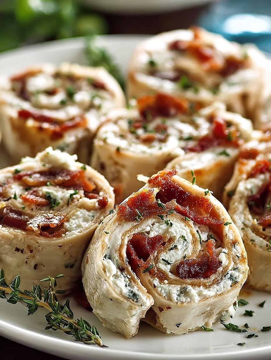 Delicious Chicken Bacon Ranch Pinwheels ready to serve