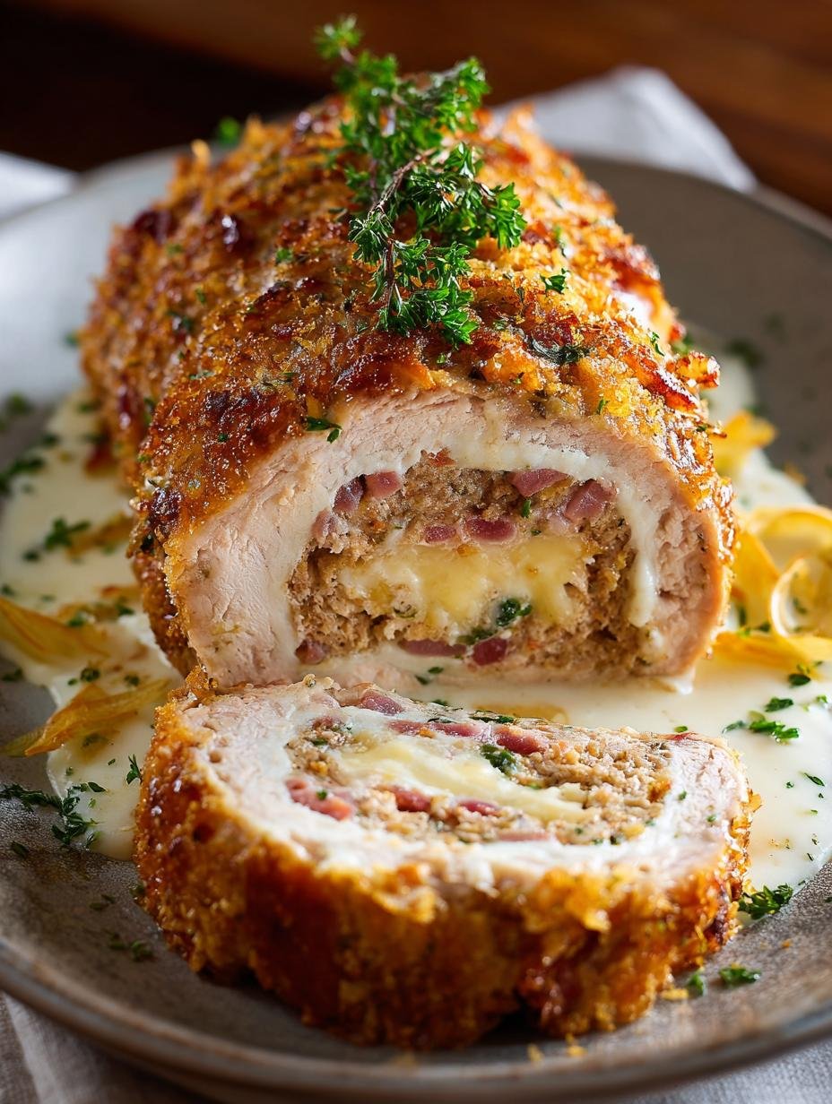 Delicious Chicken Cordon Bleu Meatloaf Recipe - Chicken Cordon Bleu Meatloaf - main visual representation