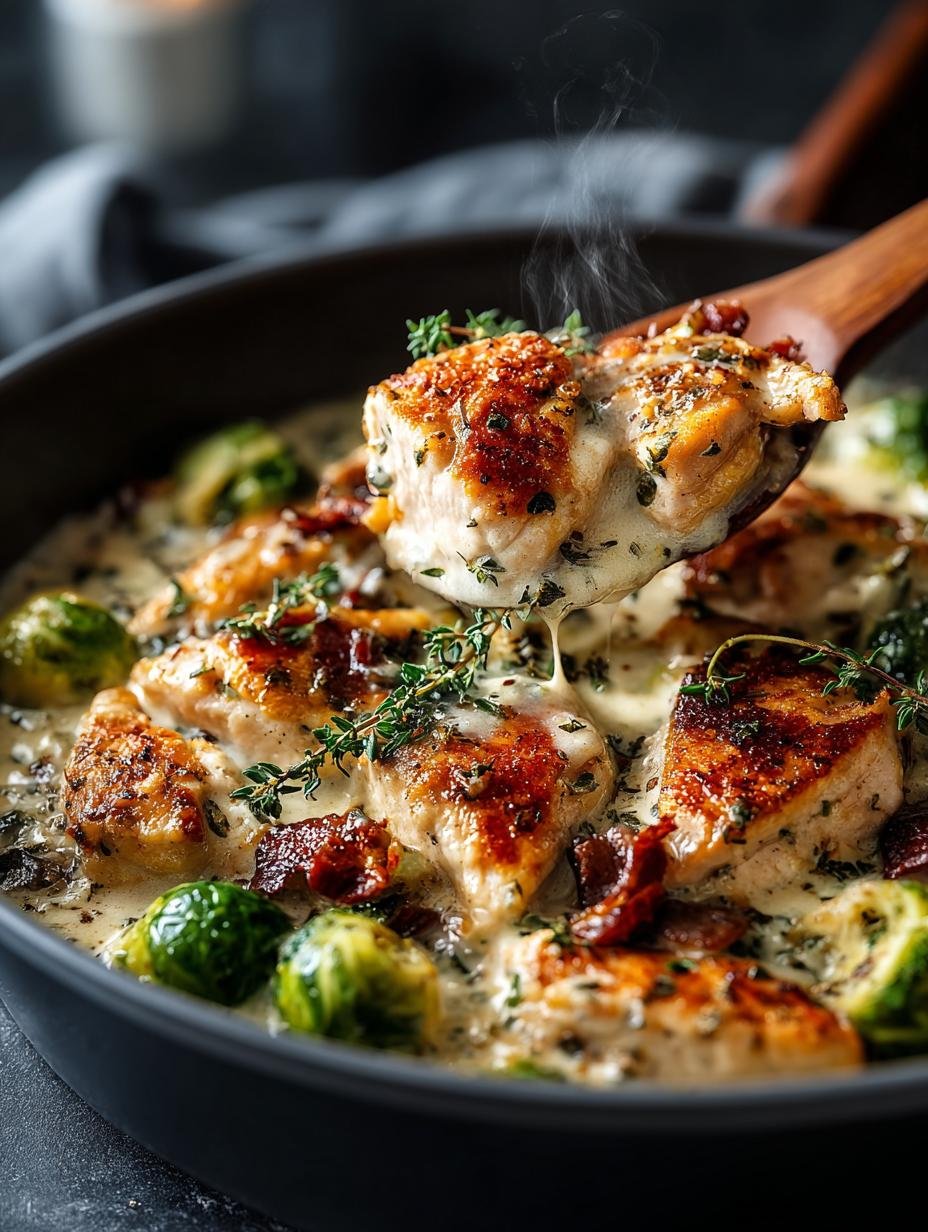 Creamy Chicken Brussels Skillet