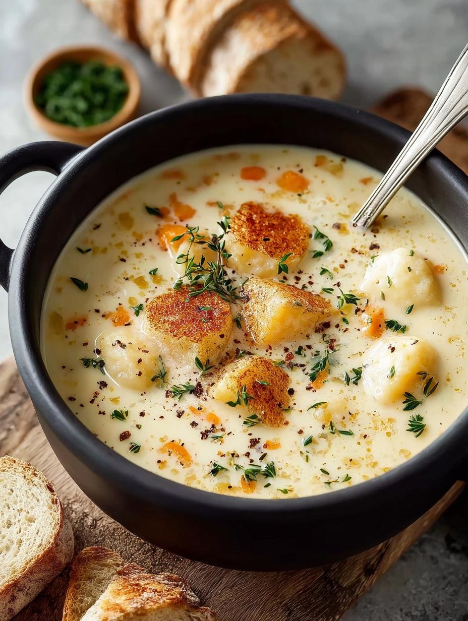Cozy Up with Creamy Knoephla Soup for Comfort - Creamy Knoephla Soup - main visual representation