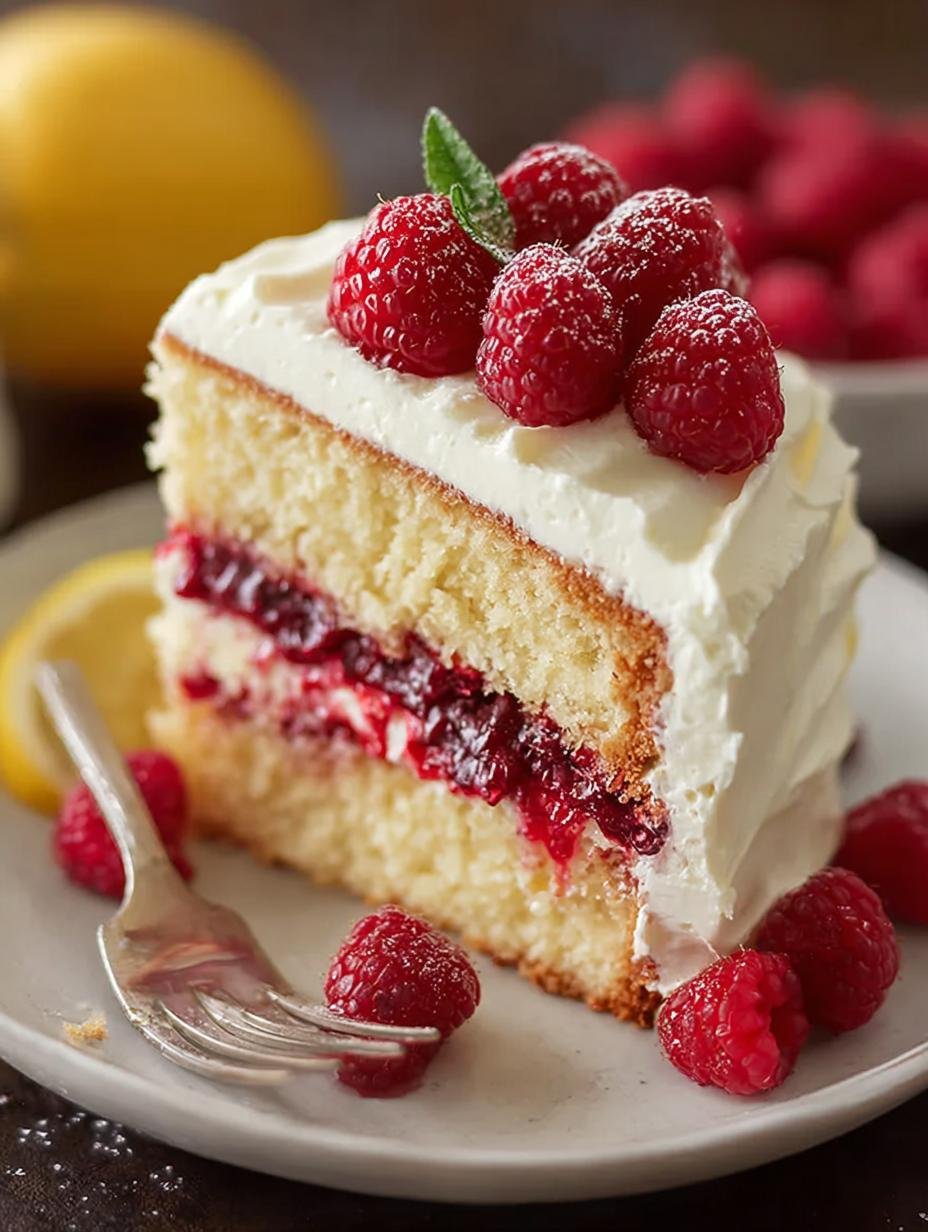 Delicious Raspberry Cake with Lemon Buttercream Bliss - Raspberry Cake with Lemon - main visual representation