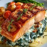 Creamed Spinach Stuffed Salmon