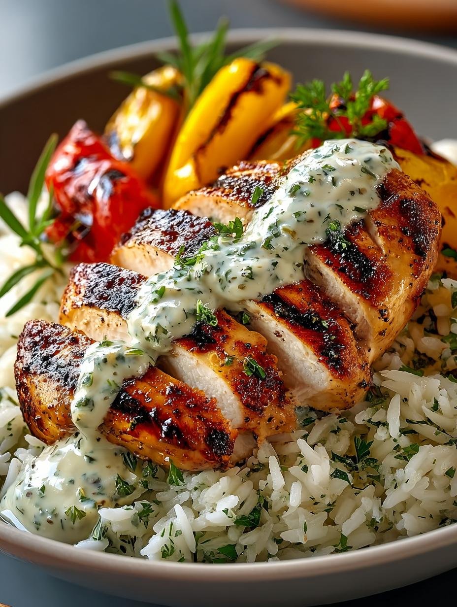 Creamy Grilled Chicken with Rich Herbed Rice and Sauce - Creamy Grilled Chicken with - additional detail