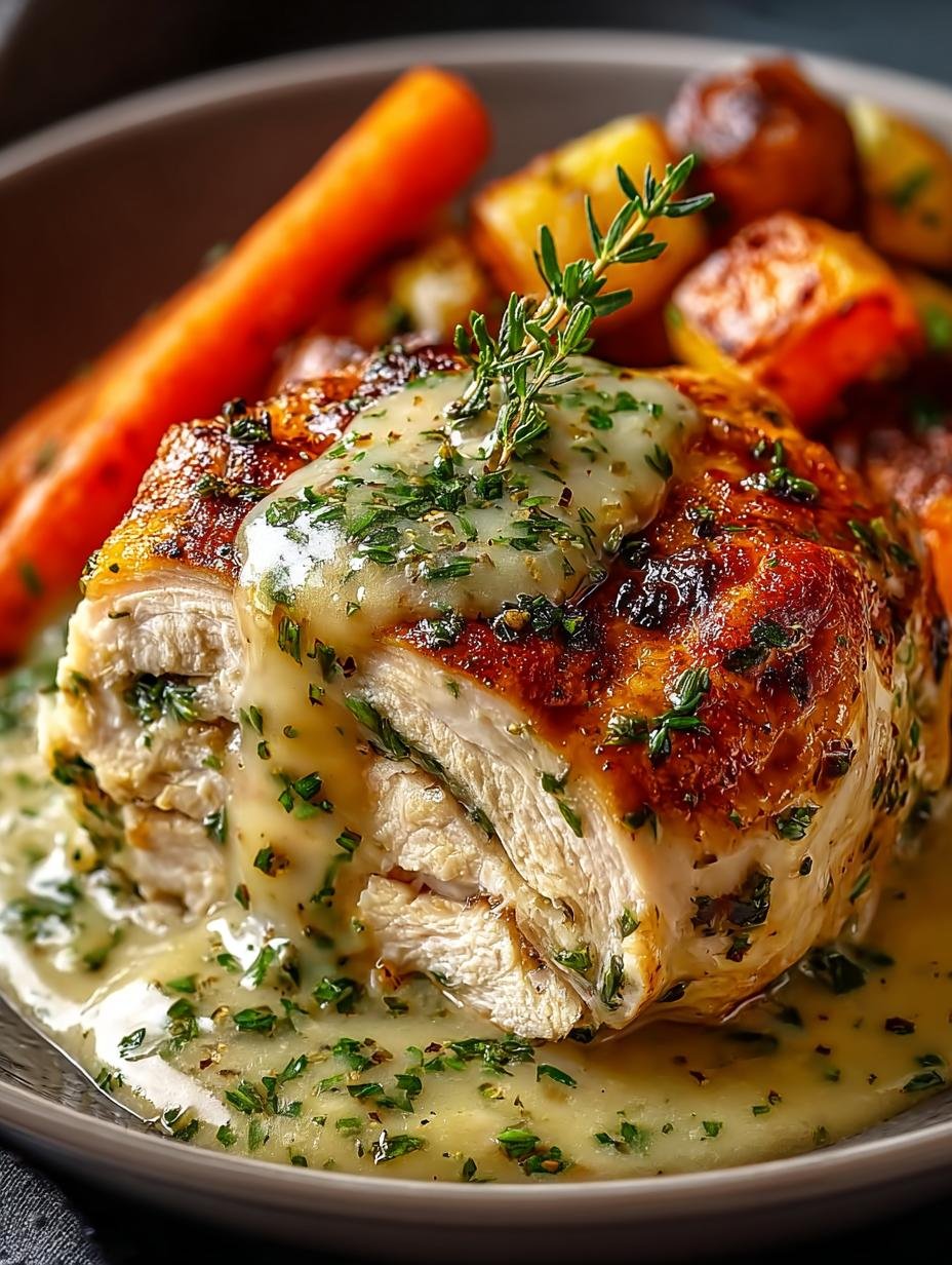 Herb Gravy Chicken with Dreamy Mash and Honey Carrots - Herb Gravy Chicken with - main visual representation