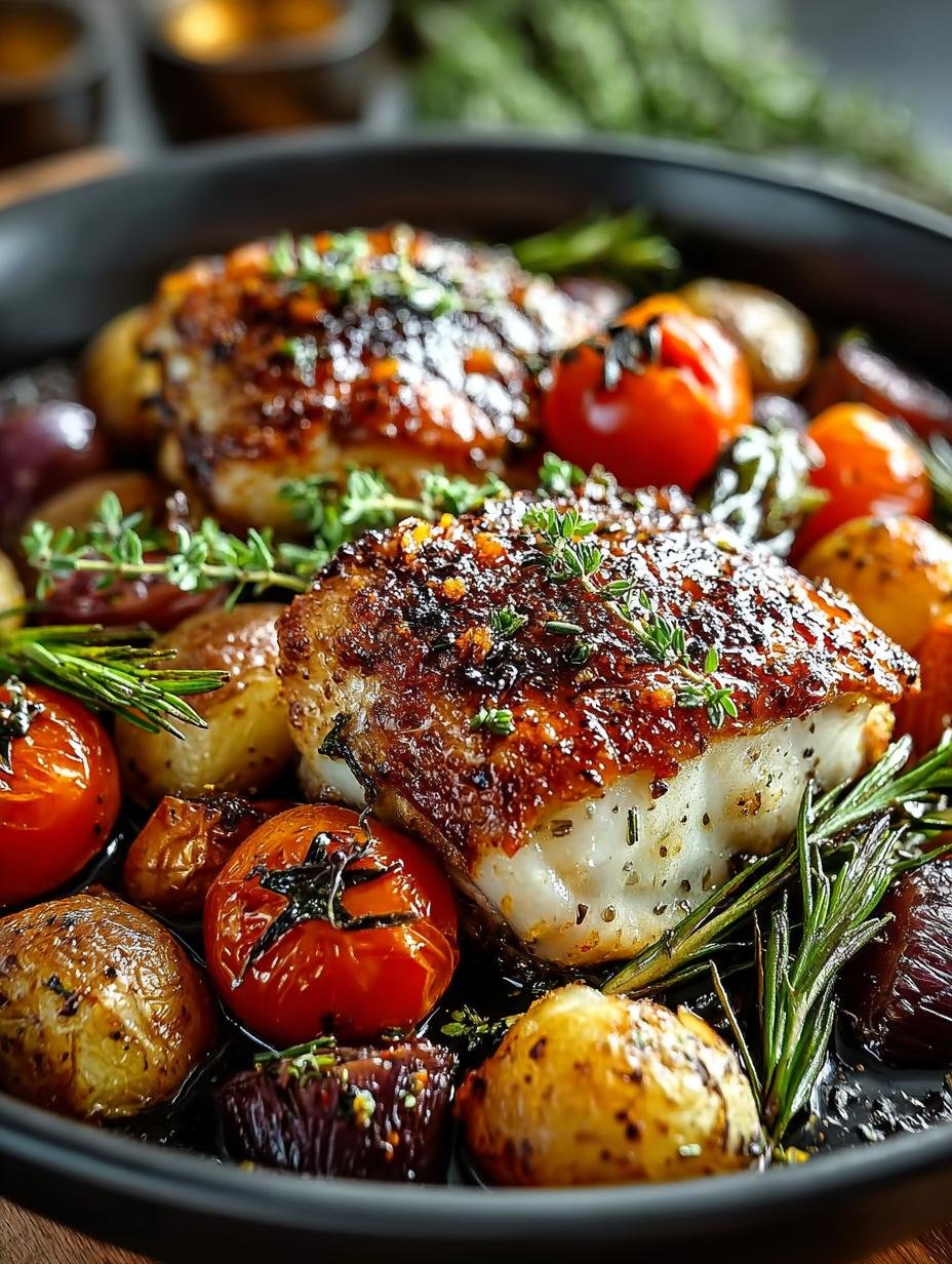 One Pan Herb Roasted Chicken with Colorful Veggies - One Pan Herb Roasted - main visual representation