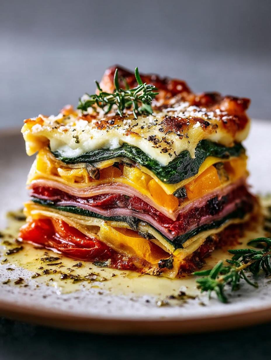 Vegetable Packed Rainbow Lasagne: 8 Colorful Layers - Vegetable Packed Rainbow Lasagne - main visual representation