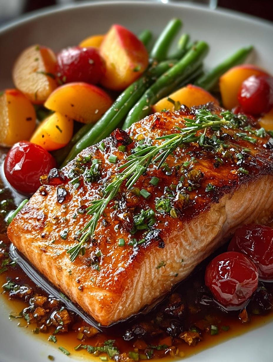 Savory Bourbon Peach Roasted Salmon Recipe for a Delight - Bourbon Peach Roasted Salmon - additional detail