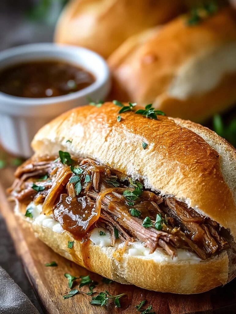 Crockpot French Dip Sandwiches
