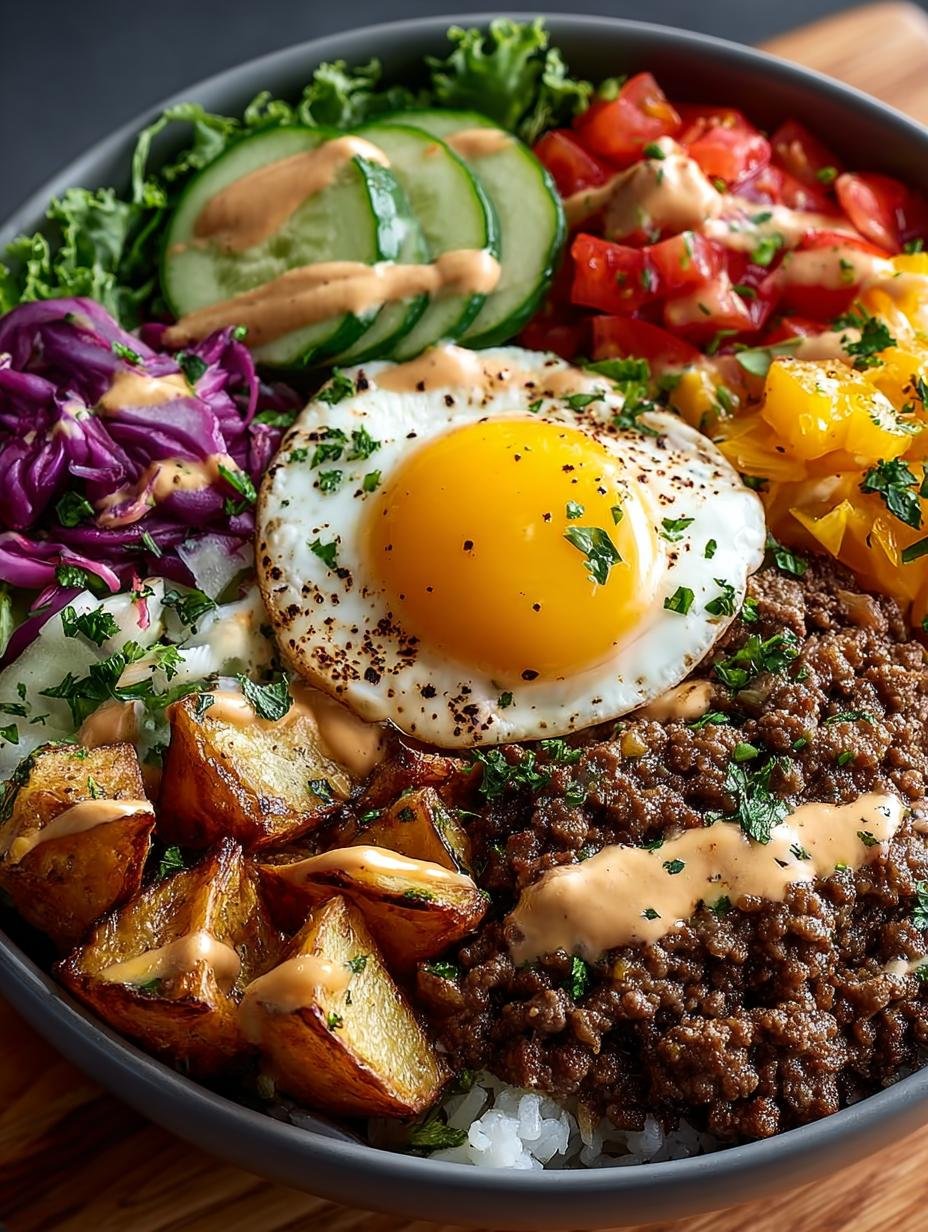 High Protein Burger Bowl: 5 Steps to Deliciousness - High Protein Burger Bowl - additional detail