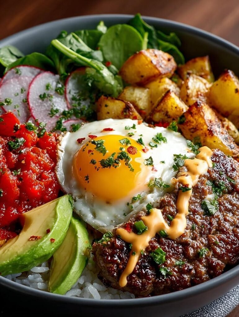 High Protein Burger Bowl