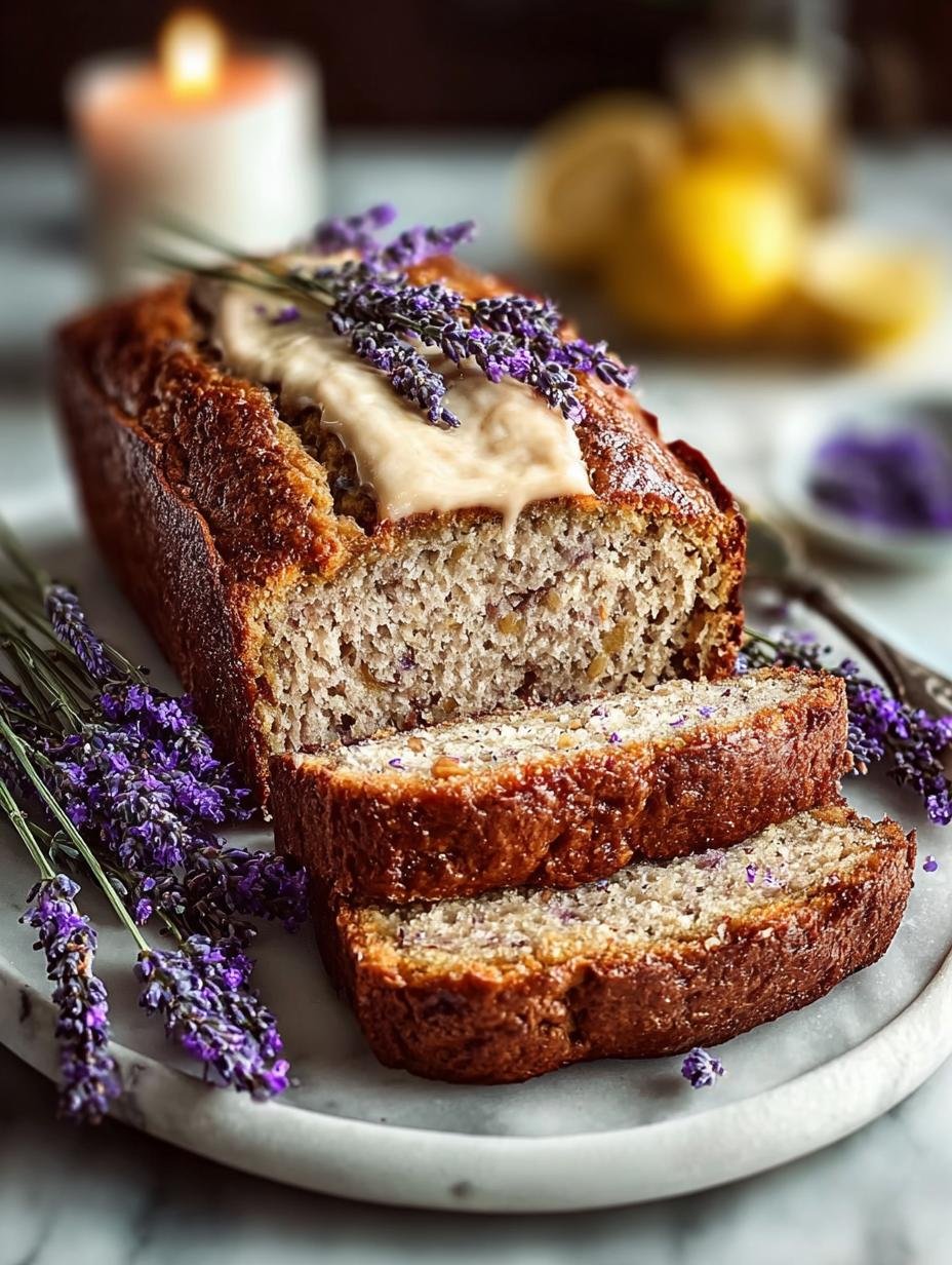 Irresistible Lavender Banana Bread with Floral Glaze - Lavender Banana Bread - additional detail