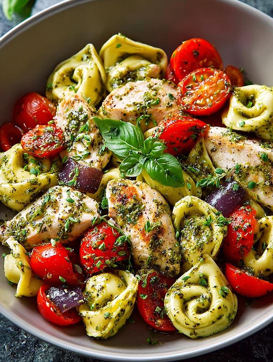 Pesto Chicken Tortellini Veggies